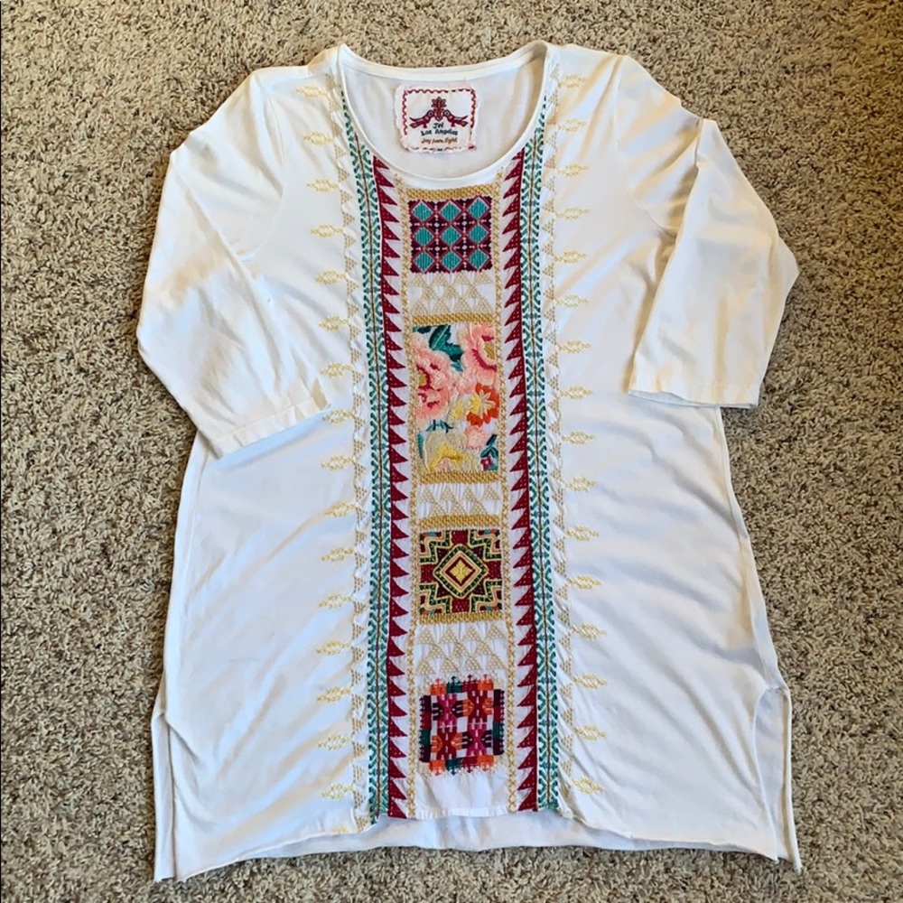 JW Los Angeles Embroidered Tunic Sz Medium